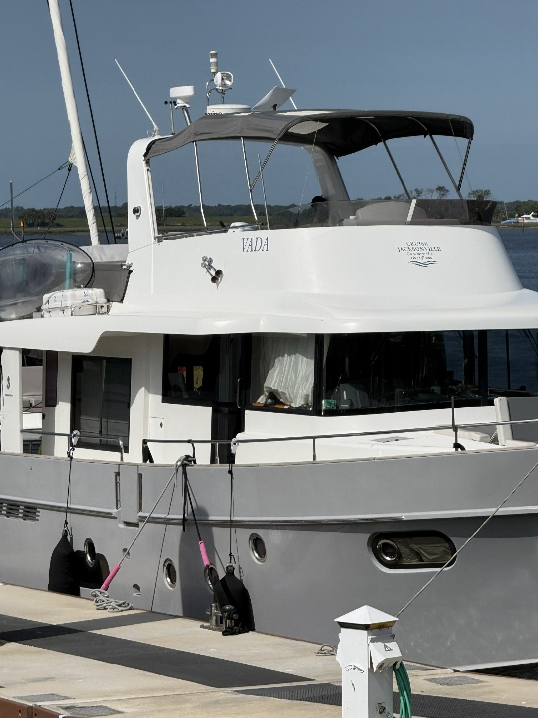 VADA at dock close-up with Cruise Jacksonville branding